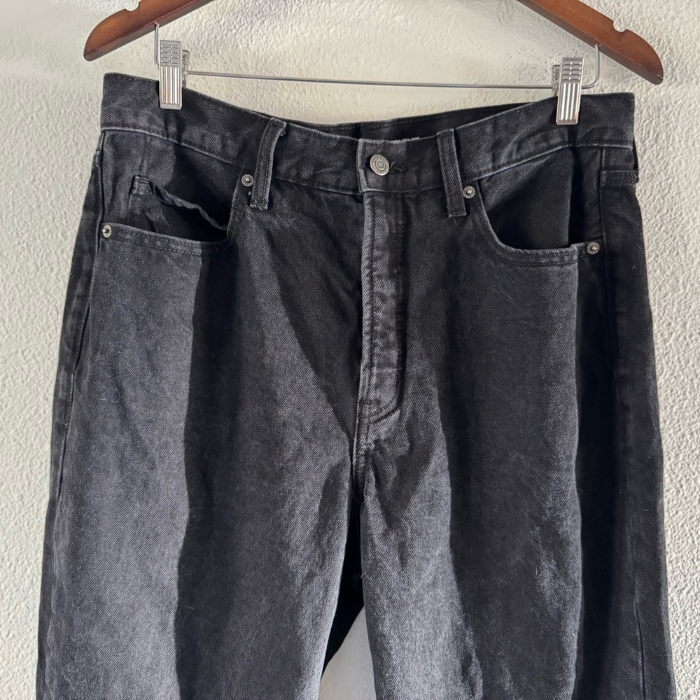 OLD NAVY Sky-Hi Straight Jeans Size 12 Extra High Rise Black Raw Hem Button Fly - Picture 3 of 16